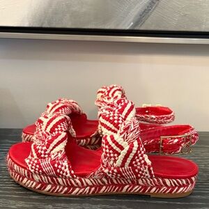 Antolina Red and White Braided Sandals